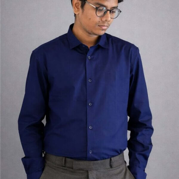 Mens Casual Shirts - 100% Cotton Blue Shirt for Man