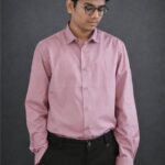 Mens Casual Shirts - 100% Cotton Pink Shirt for Man