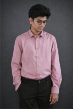 Mens Casual Shirts - 100% Cotton Pink Shirt for Man