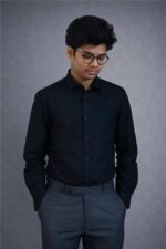 Mens Casual Shirts - 100% Cotton Black Shirt for Man