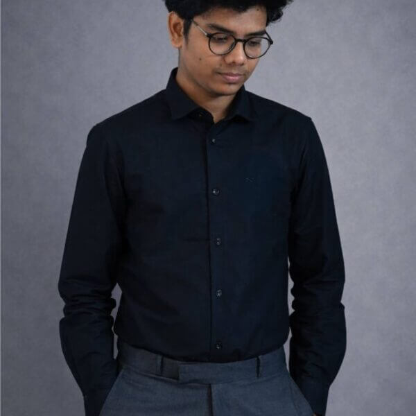 Mens Casual Shirts - 100% Cotton Black Shirt for Man