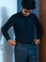 Mens Casual Shirts - 100% Cotton Black Shirt for Man - Image 12