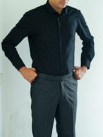 Mens Casual Shirts - 100% Cotton Black Shirt for Man - Image 2