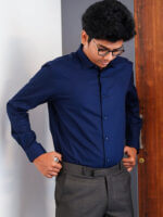 Mens Casual Shirts - 100% Cotton Blue Shirt for Man - Image 5