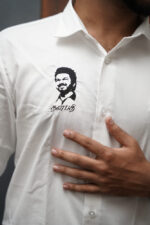 Mens Casual Shirts - 100% Cotton Vijay Shirt for Man (Black Embroidery) - Image 2