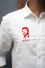 Mens Casual Shirts - 100% Cotton Vijay Shirt for Man (Red Embroidery) - Image 3