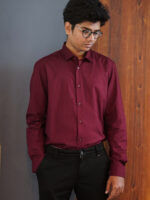 Mens Casual Shirts - 100% Cotton Maroon Shirt for Man - Image 6