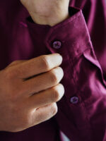 Mens Casual Shirts - 100% Cotton Maroon Shirt for Man - Image 4