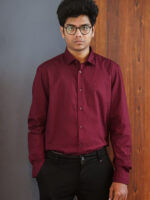Mens Casual Shirts - 100% Cotton Maroon Shirt for Man - Image 2