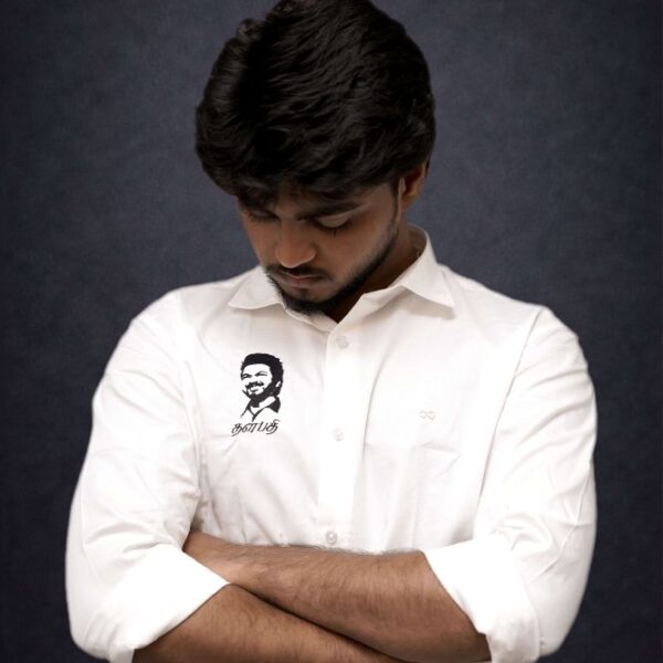 Mens Casual Shirts - 100% Cotton Vijay Shirt for Man (Black Embroidery)